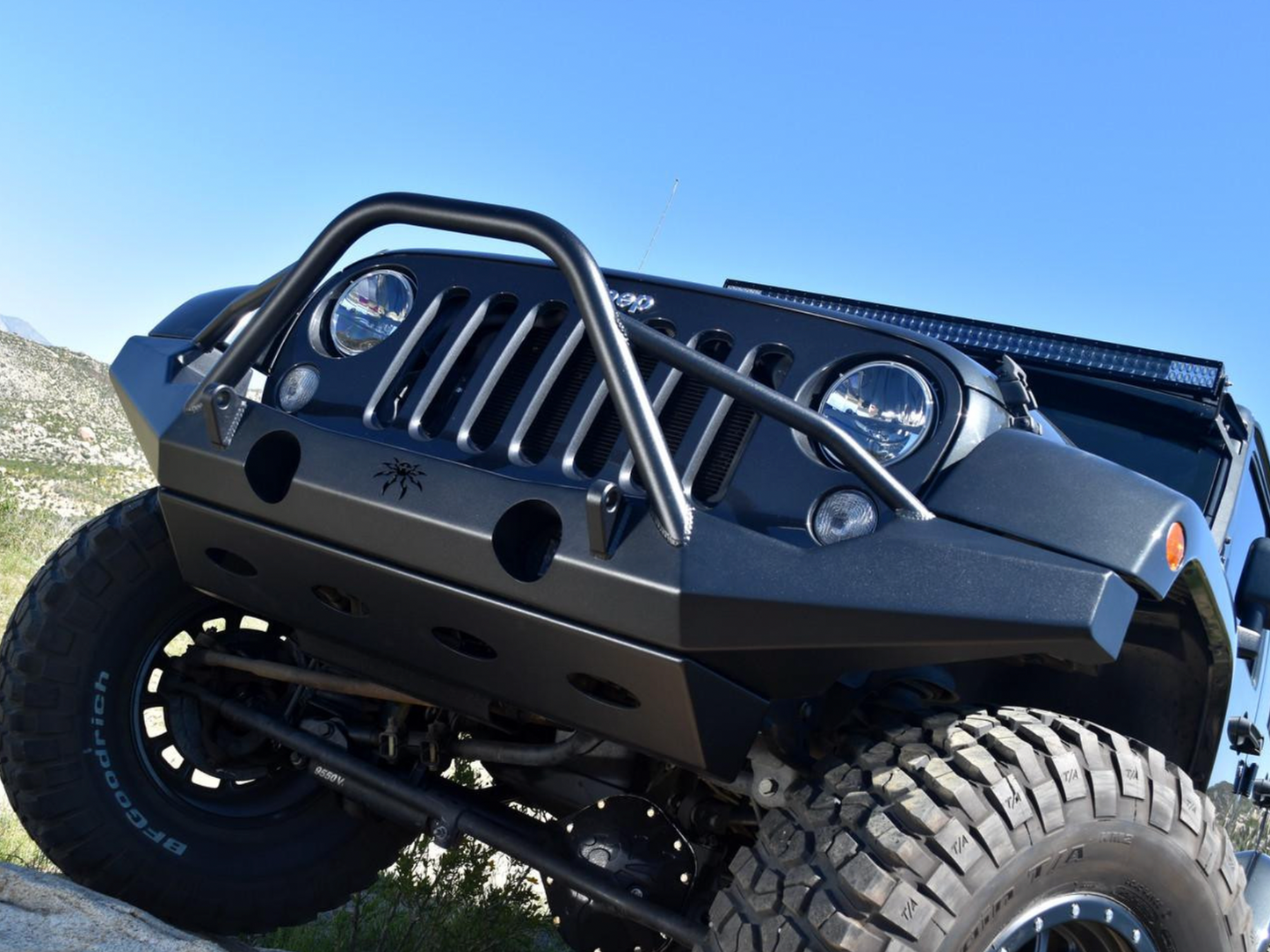 PRE-ORDER: Poison Spyder Front JK BRAWLER-MID Bumper Skidplate (Black)