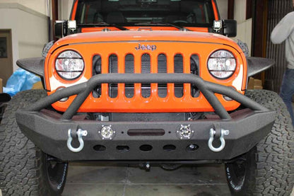 Fishbone Offroad 07-18 Jeep Wrangler Front Winch Bumper W/LEDs Full Width - Blk Texured Powdercoated