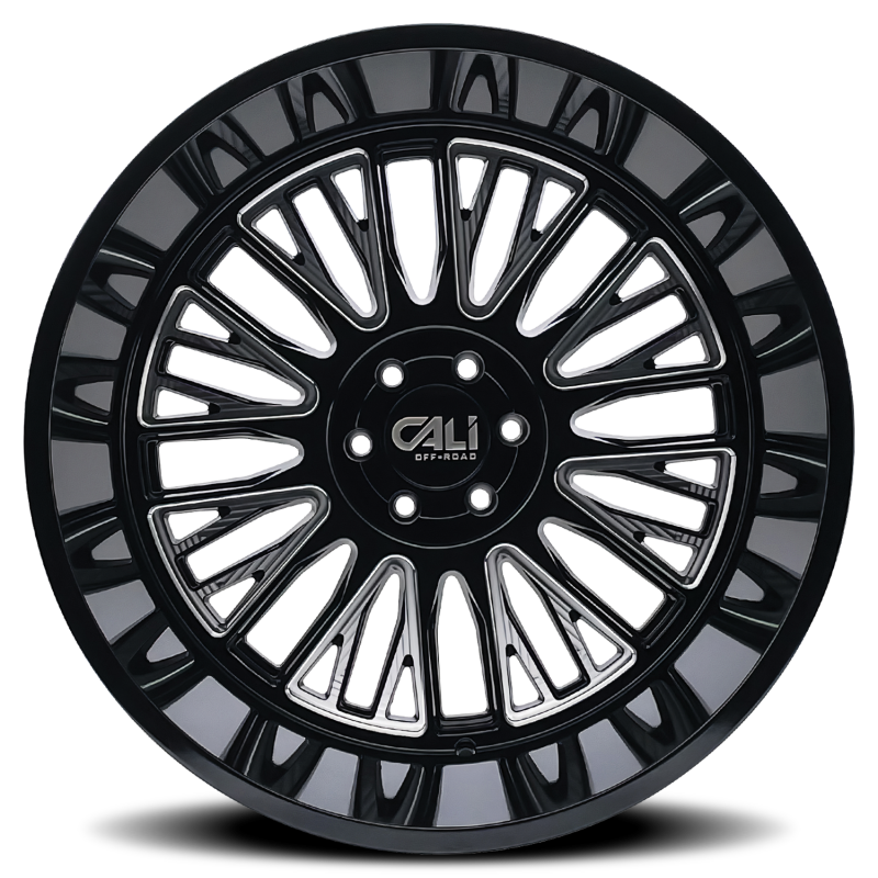 Cali Off-Road 9116 Vertex 24x14 / 6x139.7 BP / -76mm Offset / 106mm Hub Gloss Black Milled Wheel