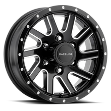 Raceline 820M Twisted 15x5in / 5x114.3 BP / 0mm Offset / 3.19mm Bore - Black & Machined Wheel