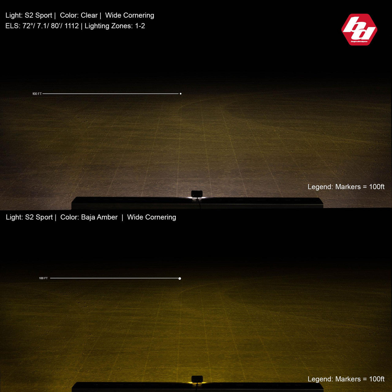 Baja Designs S2 Sport Flush Mount Wide Cornering Pattern LED Work Light - Clear Lens