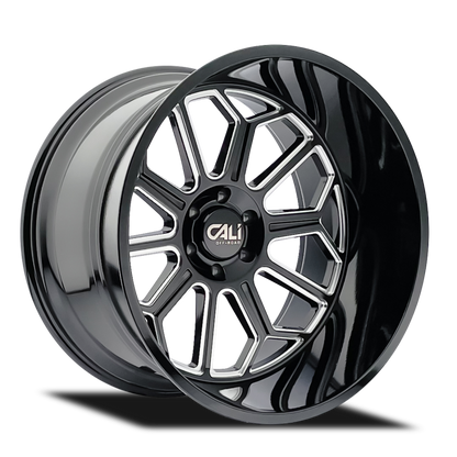 Cali Off-Road 9117 Auburn 22x12 / 8x170 BP / -51mm Offset / 125.2mm Hub Gloss Black Milled Wheel