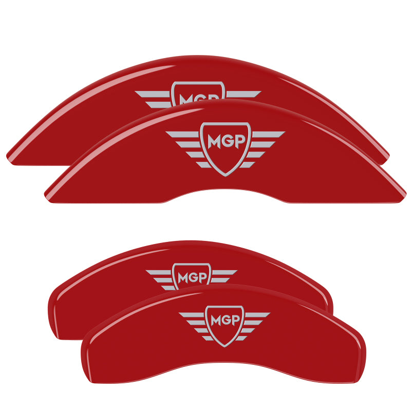 MGP 4 Caliper Covers Engraved Front & Rear MGP Red Finish Silver Characters 21 Ford Bronco Sport
