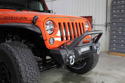 Fishbone Offroad 07-18 Jeep Wrangler JK Frnt Stubby Winch Bumper W/Tube Guard - Blk Txtrd Pwdrcoated