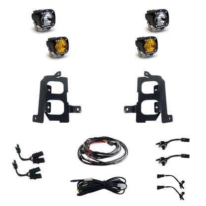 Baja Designs 19+ GMC 1500 S1 Fog Pocket Mount Kit Clear Spot / Amber Wide Cornering
