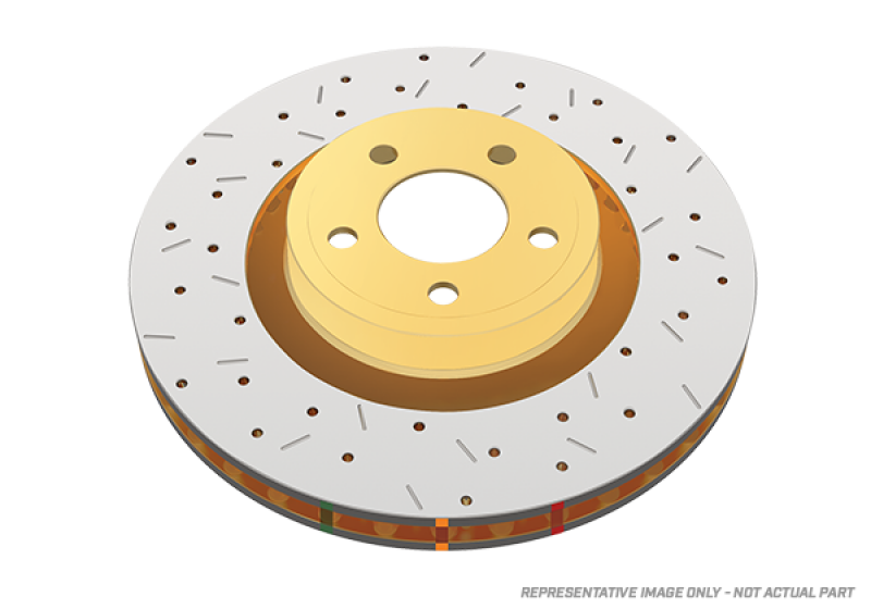 DBA 07-18 Jeep Wrangler JK Front Drilled/Slotted T3 4000 Series Non-Directional Rotor w/Black Hub