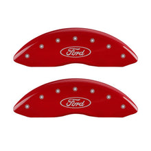 MGP 4 Caliper Covers Engraved Front & Rear Oval logo/Ford Red finish silver ch