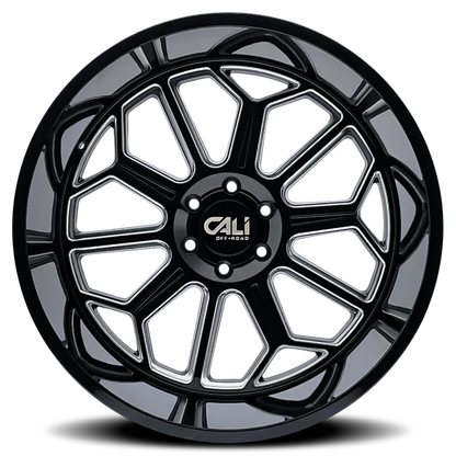 Cali Off-Road 9117 Auburn 20x9 / 8x165.1 BP / -12mm Offset / 125.2mm Hub Gloss Black Milled Wheel