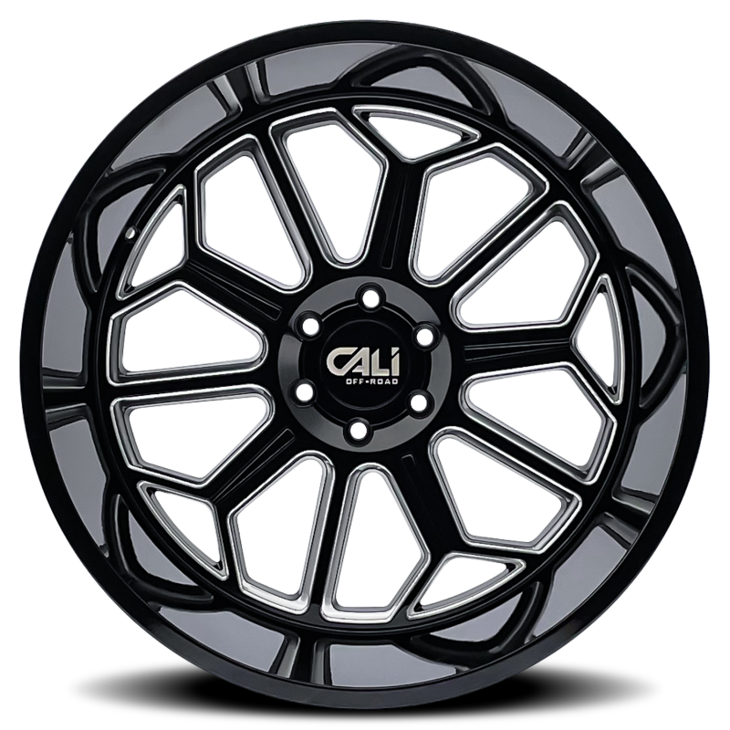Cali Off-Road 9117 Auburn 22x12 / 8x170 BP / -51mm Offset / 125.2mm Hub Gloss Black Milled Wheel