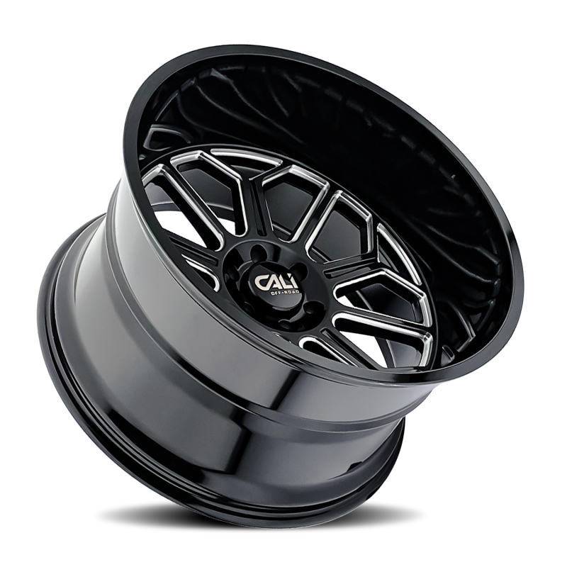 Cali Off-Road 9117 Auburn 24x14 / 8x180 BP / -76mm Offset / 124.1mm Hub Gloss Black Milled Wheel