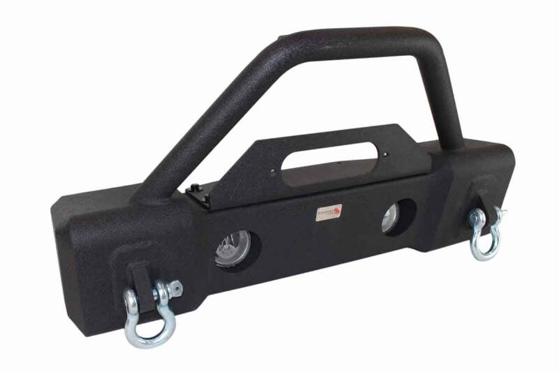 Fishbone Offroad 07-18 Jeep Wrangler JK Stubby Bumper W/Tube Guard - Black Texured Powdercoated