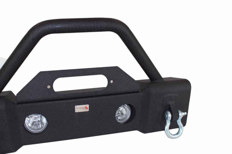 Fishbone Offroad 07-18 Jeep Wrangler JK Stubby Bumper W/Tube Guard - Black Texured Powdercoated