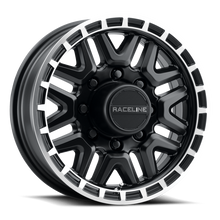 Raceline 953BM Krank 16x6in / 6x139.7 BP / 0mm Offset / 4.25mm Bore - Black & Machined Wheel